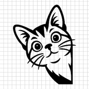Cat Head Svg, Cat Face Svg, Kitten Svg, Peeking Cat Svg, Pet Svg, Cat Png, Kitty Clipart, Cat Silhouette, Cricut Cut File