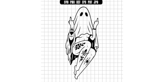 Ghost Girl Svg, Sassy Ghost Svg, Tattoo Ghost Svg, Halloween Svg, Middle Finger Svg, Feminine Ghost Svg, Cut File
