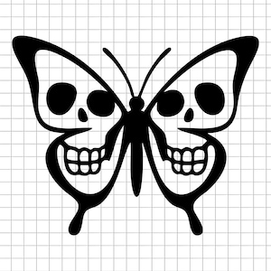 Skull Butterfly Svg, Gothic Butterfly Svg, Creepy Butterfly Svg, Skull Wings Svg, Digital Cut File, Instant Download Svg