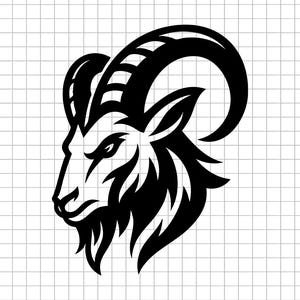 Mountain Goat Svg, Ram Head Svg, Goat Horn Svg, Alpine Goat Svg, Wild Animal Svg, Svg Cut File