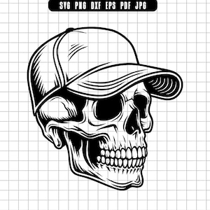 Skull Hat Svg, Skull Png, Skull Cut File, Clipart, Digital Download, Silhouette, Cricut File