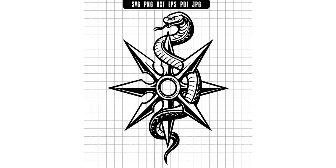 Snake Compass Svg, Snake Tattoo Svg, Compass Rose Svg, Snake Wrap Svg ...