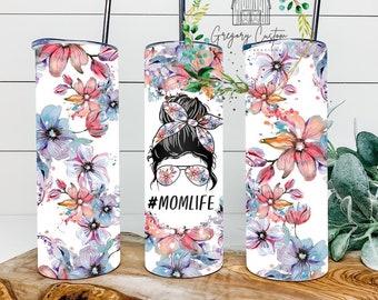 Mom Life #momlife Mom Bun Tumbler 20oz Tumbler with Straw