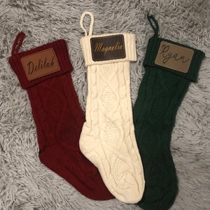 Custom Leather Patch Name Christmas Stocking