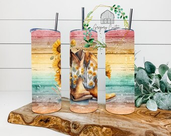 Sunflower Cowboy boots Hombre Tumbler 20oz, Weathered wood Tumbler with Straw