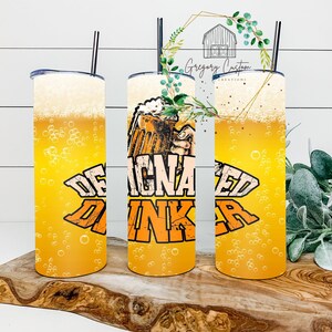 Designated Drinker Tumbler 20oz  Funny Beer Tumbler with Straw