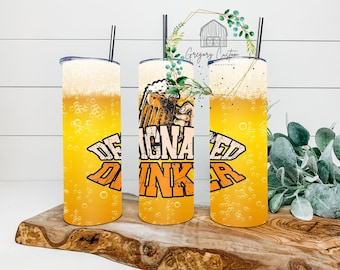 Designated Drinker Tumbler 20oz  Funny Beer Tumbler with Straw