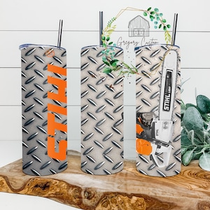 Stihl Tumbler 20oz Chainsaw Manly Tumbler with Straw