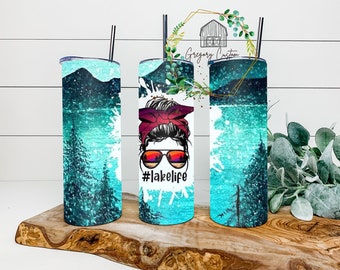 Lakelife Lake Camping Bun Tumbler 20oz Tumbler with Straw