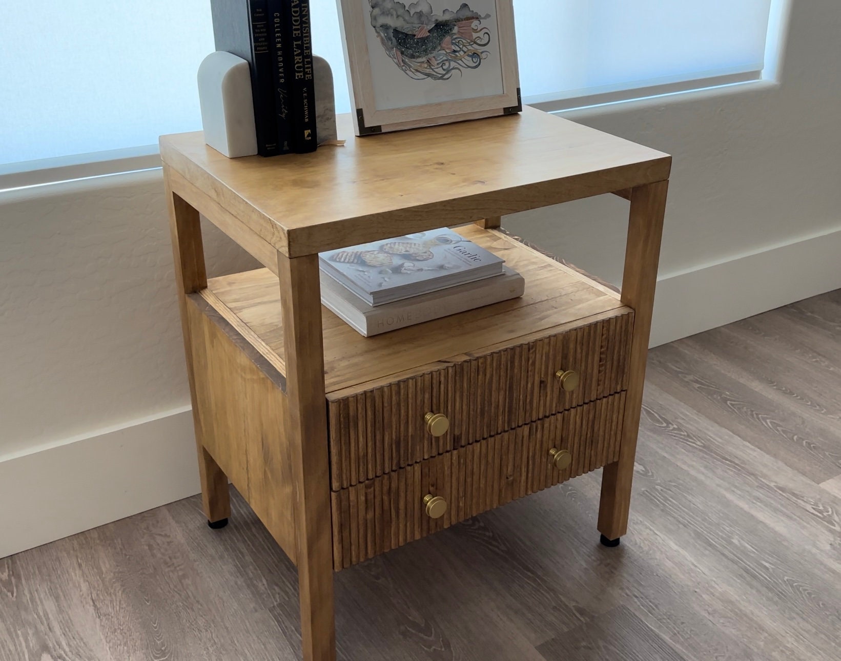 Nightstand Fluted Drawers Kendall Dupe Etsy