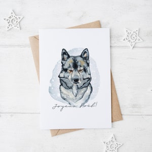 Carte de Noël Loup | Joyeux Noël | Aquarelle | Québec / Christmas Greeting Cards | Watercolor