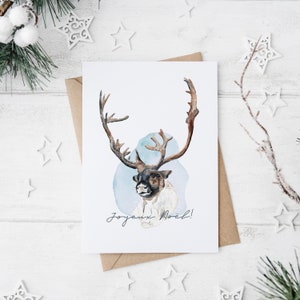 Caribou Christmas Card | Merry Christmas | Watercolor | Quebec / Christmas Greeting Cards | Watercolor