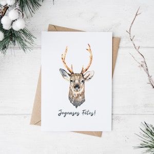 Carte de Noël Cerf | Joyeuses Fêtes | Aquarelle | Québec / Christmas Greeting Cards | Watercolor