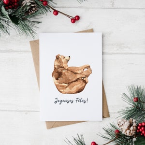 Carte de Noël Ours brun | Joyeuses Fêtes | Aquarelle | Québec / Christmas Greeting Cards | Watercolor
