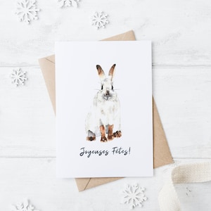 Carte de Noël Lapin | Joyeuses Fêtes | Aquarelle | Québec / Christmas Greeting Cards | Watercolor