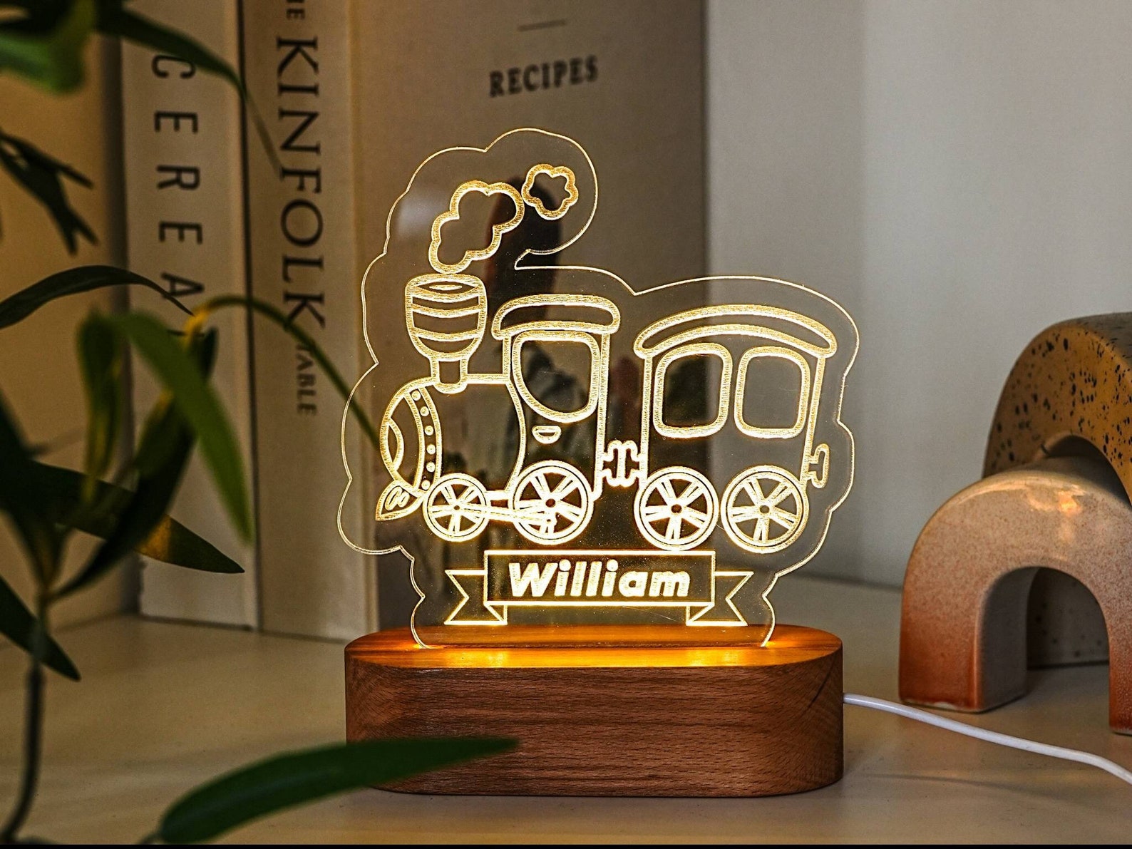 Personalized Train Night Light Baby Boy Night Light Birthday Etsy