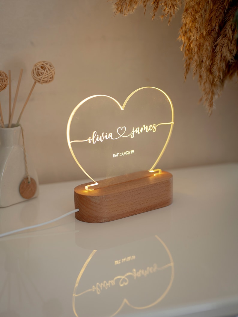 Personalized Night Light Home Decor Wedding Gift Ideas Etsy
