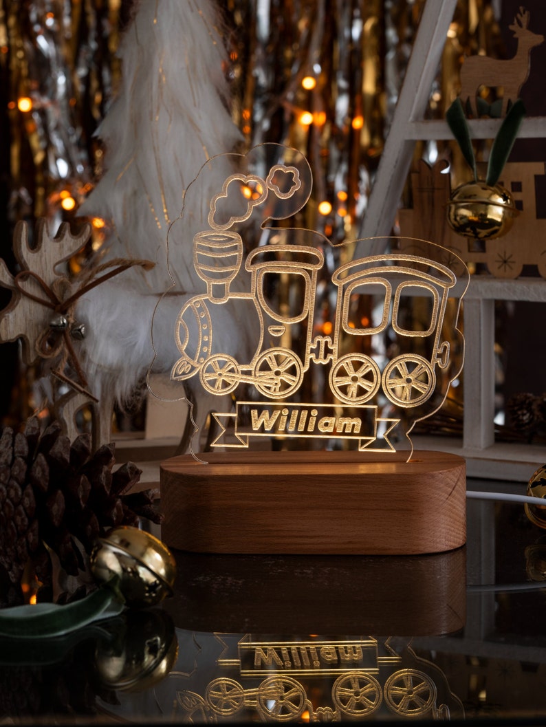 Personalized Train Night Light Baby Boy Night Light Birthday Etsy
