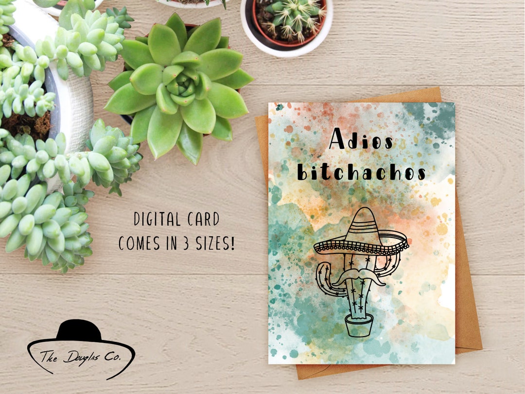 Printable 5x7 Goodbye Card Adios Card Funny Goodbye Card Adios