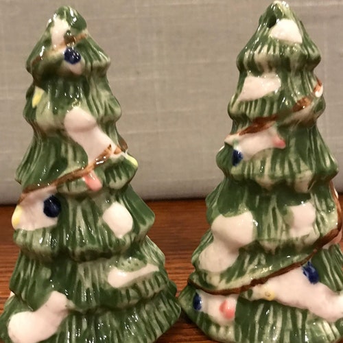 Vintage Christmas Tree Salt and Pepper Shakers Etsy