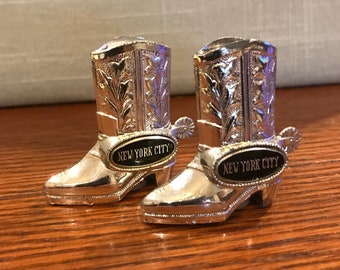 Tiny Metal Souvenir Cowboy Boots - New York City Salt and Pepper Shakers