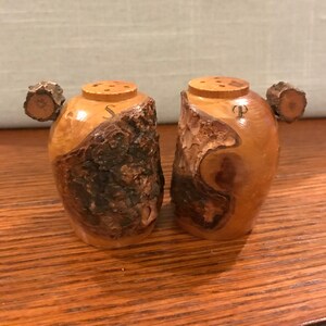 Bark Wood Pinecone Souvenir Jugs Carmel By The Sea Salt and Pepper Shakers