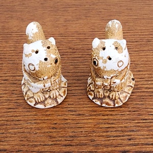 Tan Chalkware Squirrel Salt and Pepper Shakers