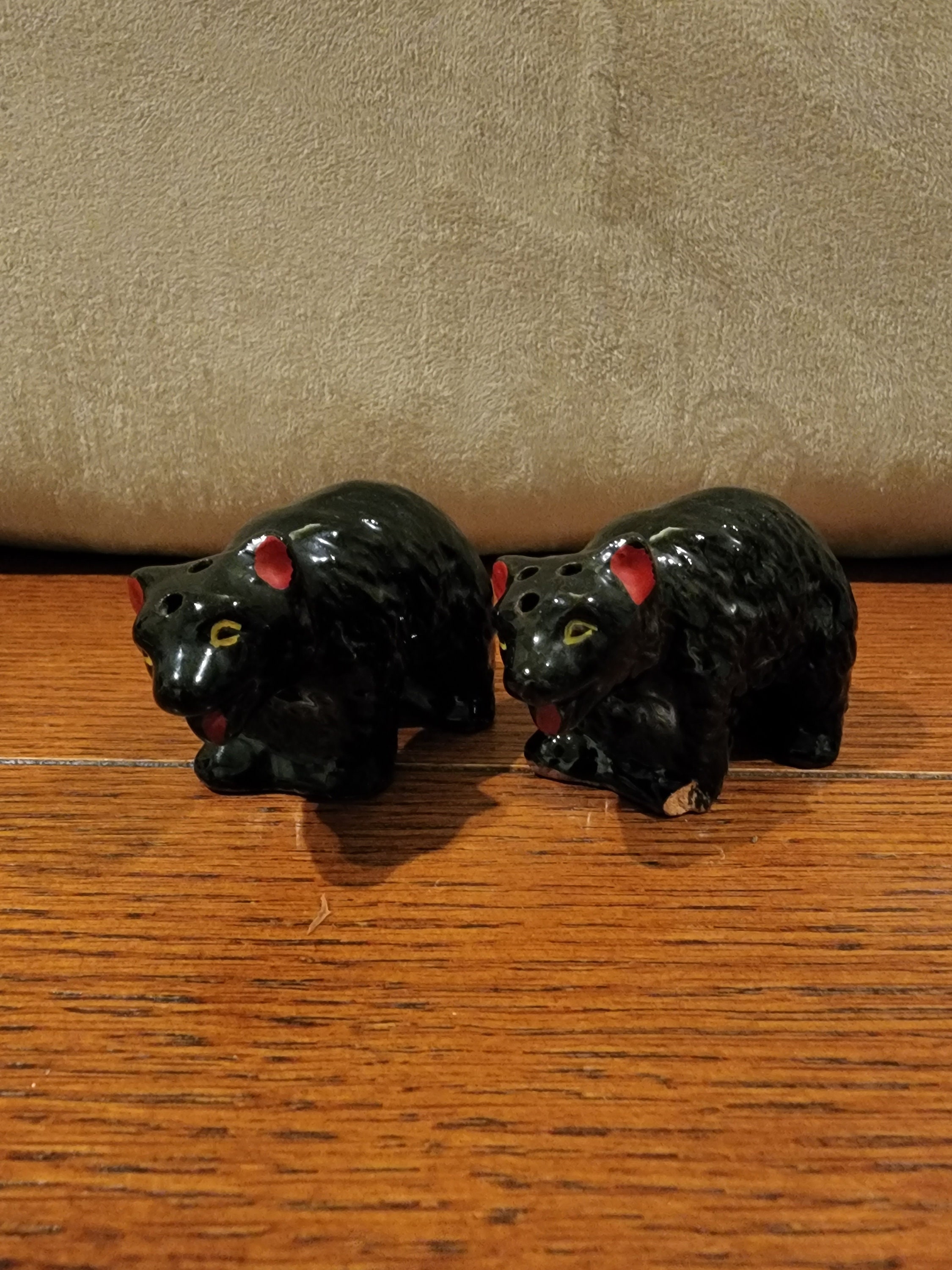 Ceramic Black Bears Made in Japan Salt and Pepper Shakers Etsy