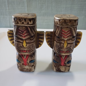 Tiki Totem Poles Salt and Pepper Shakers