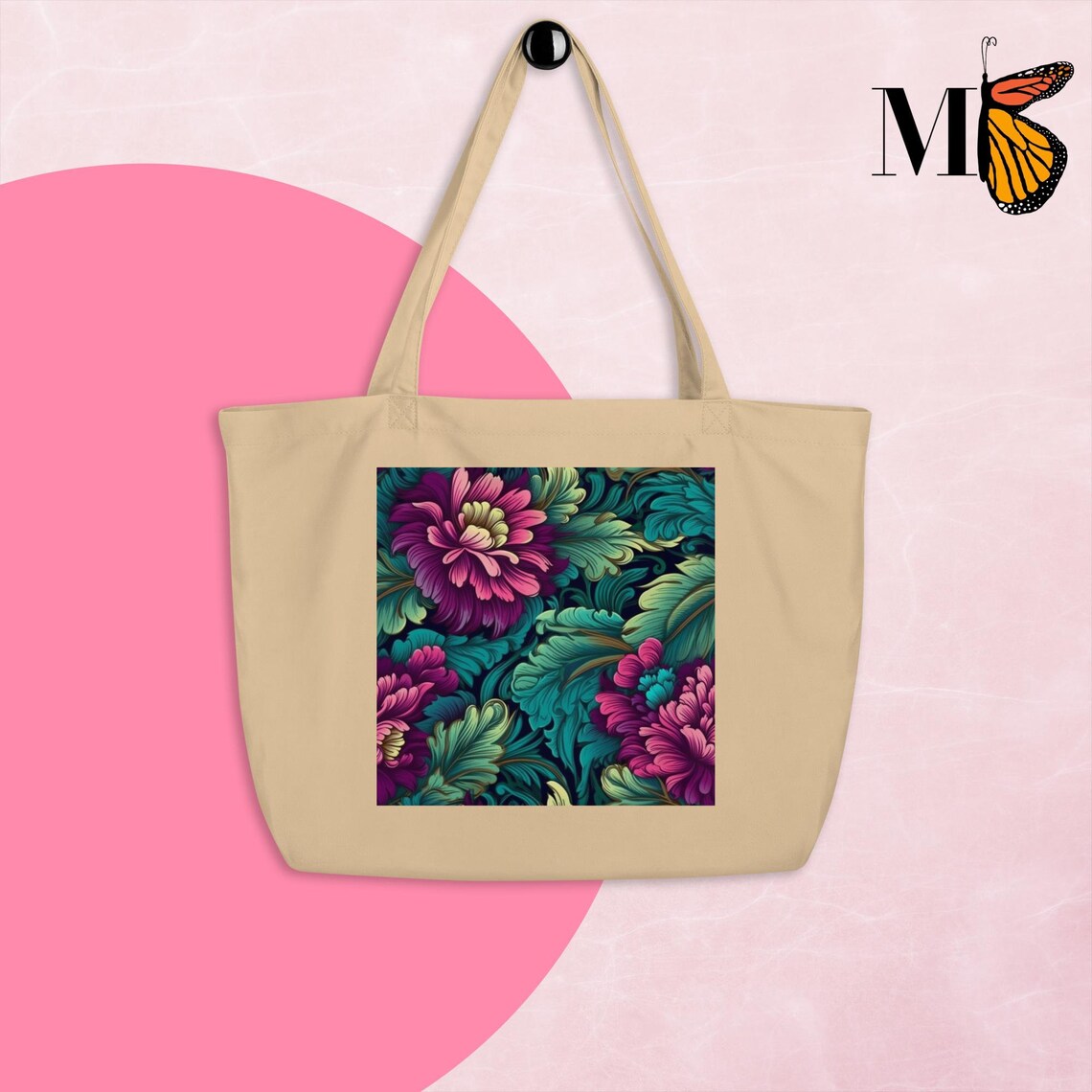 Tote Bag Floral Tote Bag Large Floral Shoulder Bag Trendy Tote Etsy