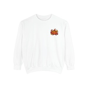Sudadera con diseño floral bordado de calabazas / Sudadera de cuello redondo con diseño de calabazas para otoño y Halloween