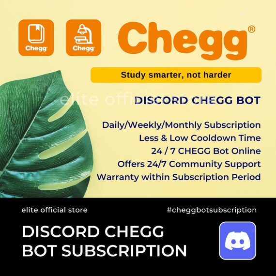 Discord Chegg Bot Daily / Weekly / Monthly Subscription Etsy