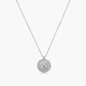 White Diamond Illusion Set Pave 18k White Gold Pendant Necklace