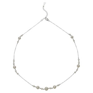 14 Karat White Gold White Silver Akoya Pearl Bead Layer Dainty Classic Beautiful Pearls Timeless Chain Pearls Unique Necklace