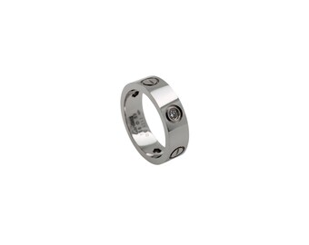 Vintage Pre-Owned Cartier Love Diamond Bezel Set 18 Karat White Gold Band Ring