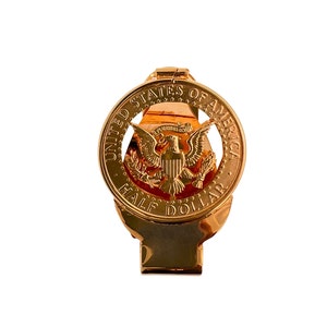 Portamonete da dollaro con aquila calva americana vintage in oro rosa placcato vermeil in argento sterling con fermasoldi