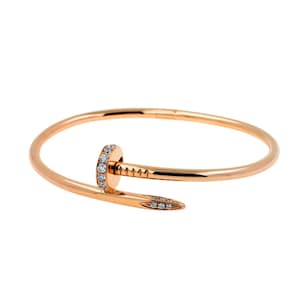 Cartier Vintage Estate Juste Un Clou Diamond Nail 18 Karat Rose Gold Pre-Owned Classic Model Bracelet Bangle