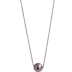 14 Karat Rose Gold Pink Pearl Layer Dainty Classic Beautiful Pearls Timeless Unique Chain Pendant Charm Necklace with Adjustable Clasp