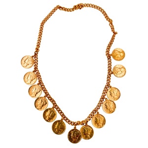 American USA Genuine Vintage Dollar Coin Rose Gold Vermeil Sterling Silver Curb Link Chain Necklace