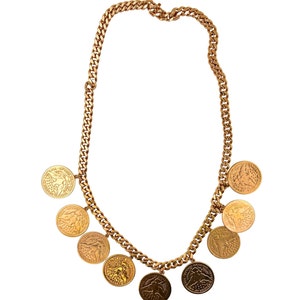 American USA Vintage Dollar Coin Rose Gold Vermeil Sterling Silver Curb Link Chain Necklace