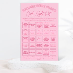 Girls Night Out Bachelorette Bingo, Bingo Game, Aesthetic, Hen Party Game, Dirty Bingo, Customize, Instant Download, 8.5x11, Pink