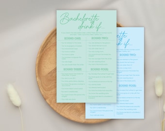 Bachelorette Drink If Printable Party Game! Hilarious Drinking Game for Bride&#39;s Last Hurrah! Instant Download PDF