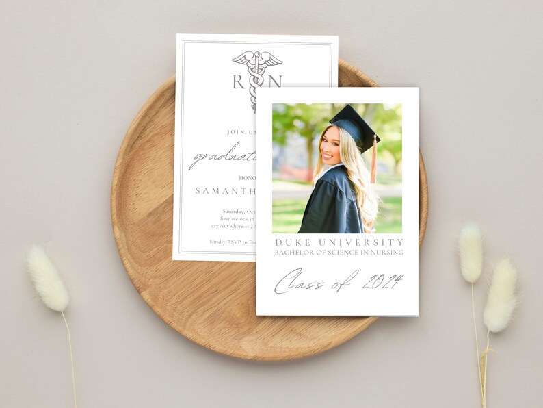 Nursing School Graduation Invitation Template, Graduate Announcement ...