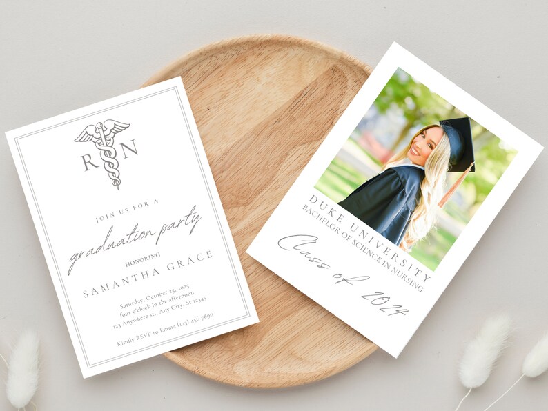 Nursing School Graduation Invitation Template, Graduate Announcement ...