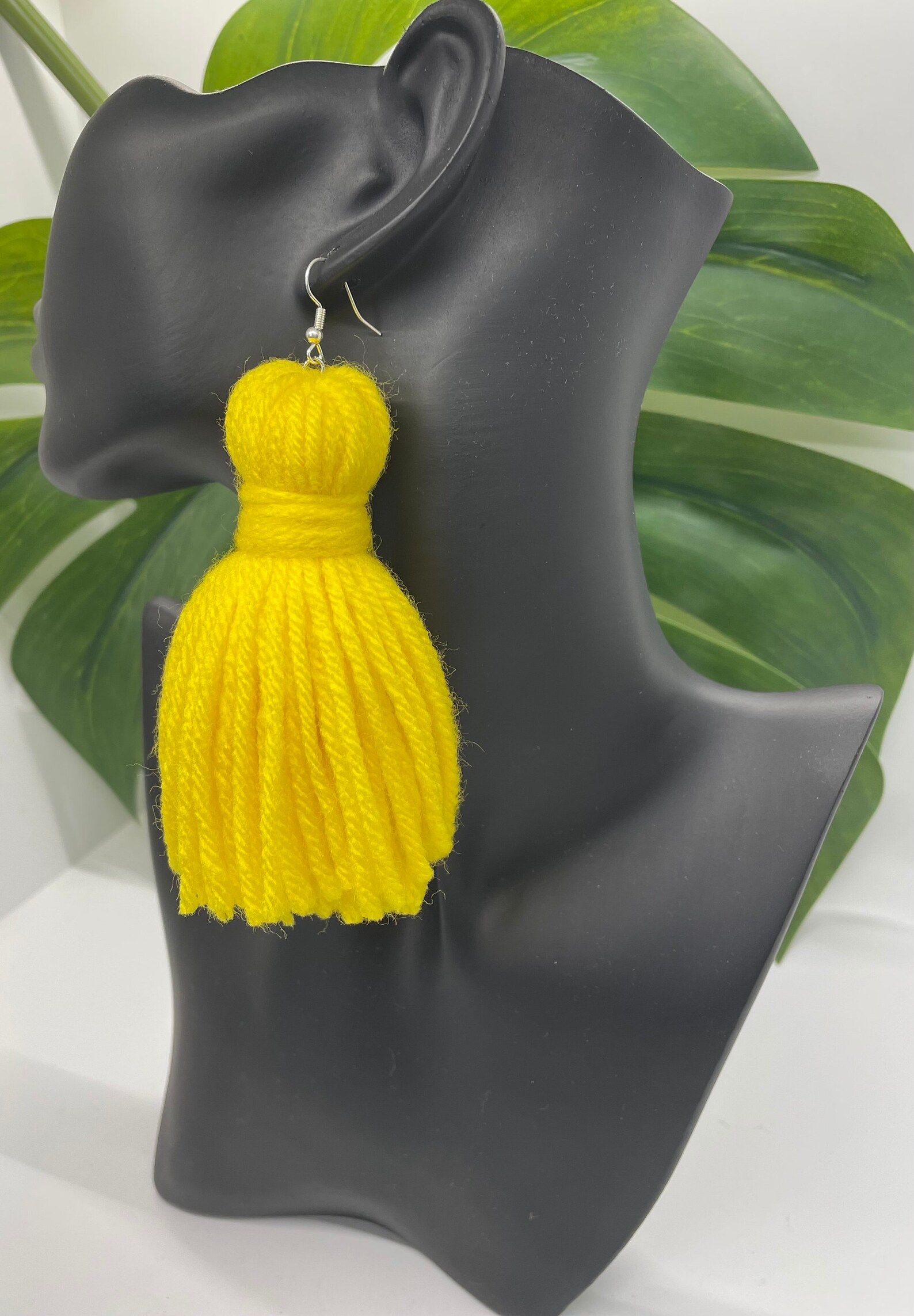 Thread Earring Yellow Yarn Tassel Earrings - Bright Yellow - Etsy