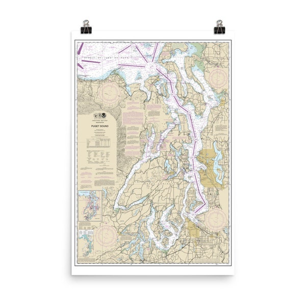 Puget Sound Map Poster - Etsy