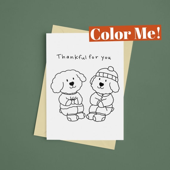 Fall Coloring Page Digital Download Greeting Card Autumn - Etsy
