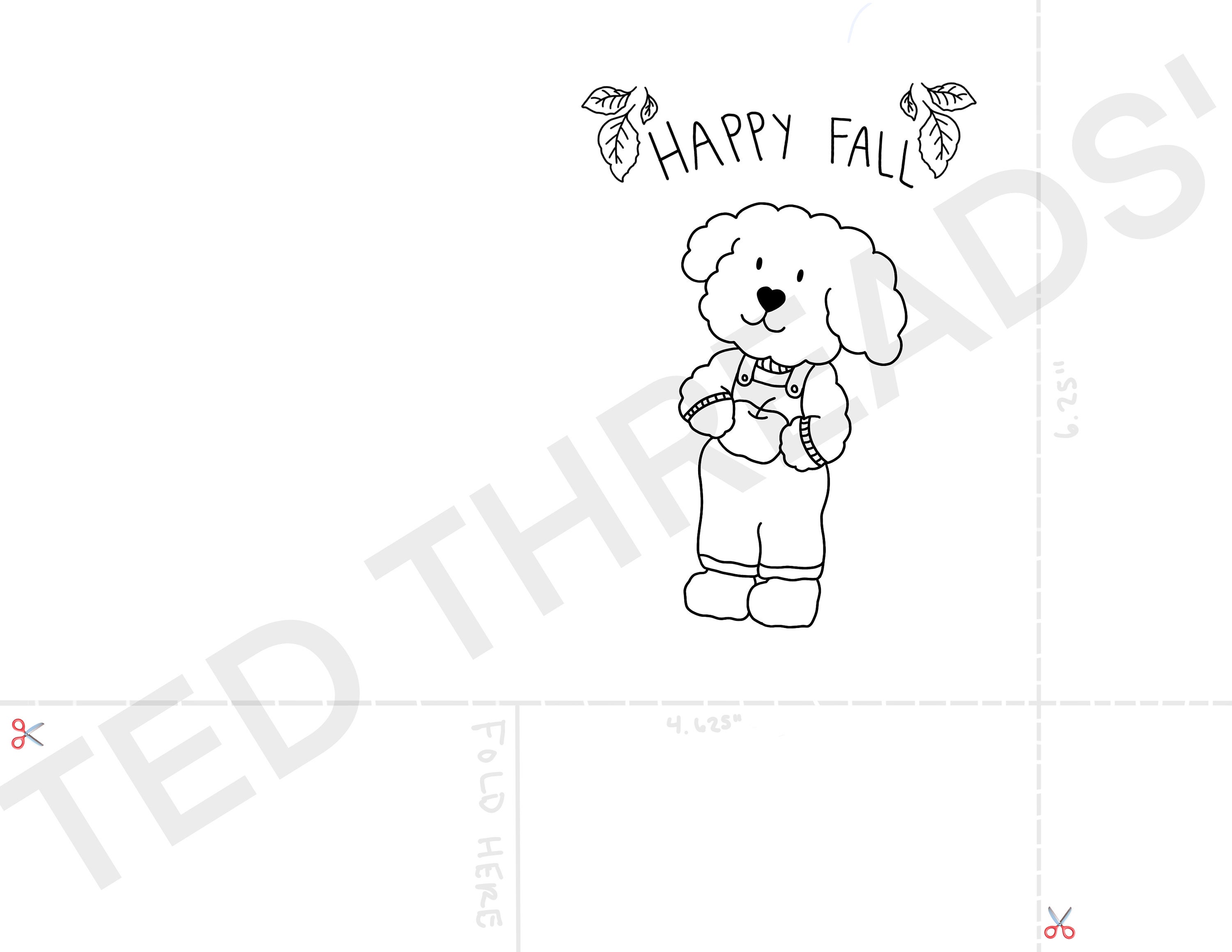 Instant Download Printable Coloring Greeting Card Dog // DIY Print and ...
