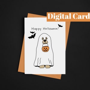 Halloween Digital Download Greeting Card | Instant Print greeting card | Autumn | Fall | Halloween card | Dog greeting card | costume |