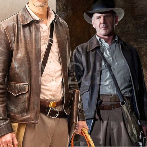 Inspire de la veste Indiana Jones Les aventuriers de l arche veste Harrison Ford classique en cuir veritable marron effet vieilli veste de costume Etsy Canada